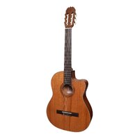 MARTINEZ NATURAL  6 String Classical/Electric Cutaway Guitar, Solid Mahogany Top, Open Pore MNCC-15S-MOP