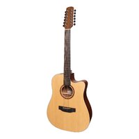 MARTINEZ NATURAL 12 String Acoustic/Electric Cutaway Guitar Solid Spruce Top