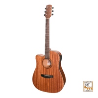 MARTINEZ NATURAL 6 String Left Hand Acoustic/Electric Cutaway Guitar with Mahogany Top