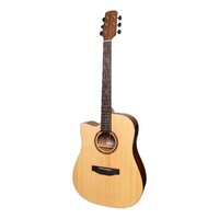 MARTINEZ NATURAL 6 String Left Hand Acoustic/Electric Cutaway Guitar with Spruce Top MNDC-15L-SOP