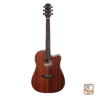 MARTINEZ NATURAL 6 String Acoustic/Electric Cutaway Guitar with Mahogany Top