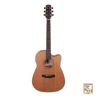 MARTINEZ NATURAL 6 String Acoustic/Electric Cutaway Guitar Solid Cedar Top