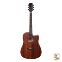 MARTINEZ NATURAL 6 String Acoustic/Electric Cutaway Guitar Solid Mahogany Top