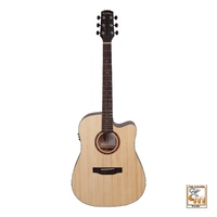 MARTINEZ NATURAL 6 String Acoustic/Electric Cutaway Guitar Solid Spruce Top