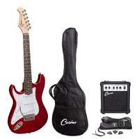 CASINO Left Handed 6 String-Strat Style Short Scale Electric Guitar Pack in Transparent Wine Red with a 10 Watt Amplifier