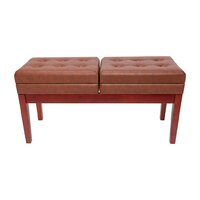 CROWN Duet Piano Stool Deluxe Height Adjustable with Storage Compartments in Mahogany