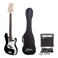 CASINO 4 String Precision Style Bass Guitar Pack in Black with a 15 Watt Amplifier