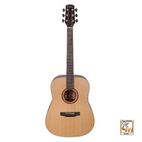 MARTINEZ NATURAL 6 String Left Hand Dreadnought Guitar with Spruce Top MND-15L-SOP
