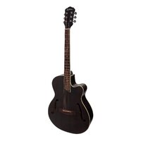 MARTINEZ 6 String Jazz Hybrid Small Body Acoustic Cutaway Guitar in Black MJH-3C-BLK