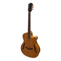 MARTINEZ 6 String Jazz Hybrid Small Body Acoustic/Electric Cutaway Guitar in Koa
