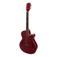 MARTINEZ 6 String Jazz Hybrid Small Body Acoustic/Electric Cutaway Guitar in Red