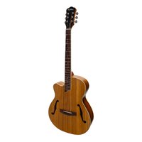 MARTINEZ 6 String Left Hand Jazz Hybrid Small Body Acoustic/Electric Cutaway Guitar in Koa