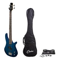 CASINO 24 SERIES 4 String Tune Style Electric Bass Guitar Set in Transparent Blue