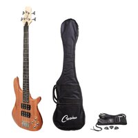CASINO 24 SERIES 4 String Mahogany Tune-Style Electric Bass Guitar with Bag/Strap/Cable and Picks Set in Natural Gloss