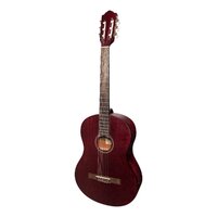 MARTINEZ 4/4 Size Slim Jim Classical Guitar Only with Built-in Tuner Red