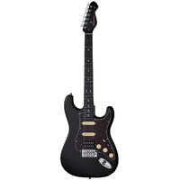 MOOER MSC10 STRAT STYLE ELECTRIC GTR H/S/S BLACK WITH TORTOISE SCRATCHPLATE