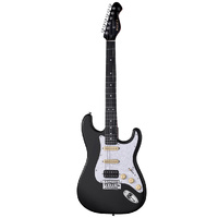 MOOER MSC10 STRAT STYLE ELECTRIC GTR H/S/S BLACK WITH WHITE SCRATCHPLATE