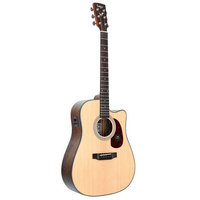 SAGA SF800CE ACOUSTIC/ELECTRIC CUTAWAY GTR NATURAL SOLID TOP W/BAG