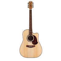 SAGA D100C DREADNOUGHT/ELECTRIC CUTAWAY GTR NATURAL SOLID TOP W/BAG