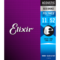 ELIXIR POLYWEB E11025 11/52 Acoustic String Set 80/20 Bronze Light