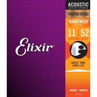 ELIXIR NANOWEB 11/52 Acoustic String Set Phosphor Bronze Light E16027