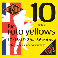 ROTOSOUND R10 ROTO YELLOW Electric Guitar String Set 10-46 Nickel on Steel Regular