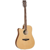 TANGLEWOOD WINTERLEAF 6 String Left Hand Dreadnought/Electric Cutaway Guitar in Natural Satin