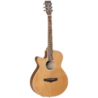 TANGLEWOOD WINTERLEAF 6 String Left Hand Super Folk/Electric Shape Cutaway Guitar in Natural Satin