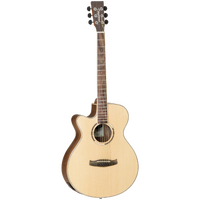 TANGLEWOOD DISCOVERY EXOTIC 6 String Left Hand Super Folk/Electric Shape Guitar with Cutaway in Black Walnut TDBTSFCEBWLH