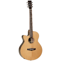 TANGLEWOOD JAVA 6 String Left Hand Super Folk/Electric Cutaway Guitar in Canadian Cedar