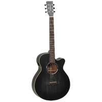 TANGLEWOOD BLACKBIRD TWBBSFCE Blackbird 6 String Super Folk/Electric  Cutaway Guitar in Smokestack Black Satin