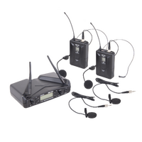 EIKON WM700DHA Dual Channel Wireless Microphone System Belt-Pack with Headset & Lapel 516-562Mhz