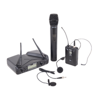 EIKON WM700DKITA Dual Channel Wireless Microphone System Handheld + Belt-Pack with Headset & Lapel 516-562Mhz