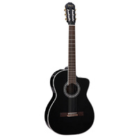 TAKAMINE PRO 6 String Classical Acoustic/Electric Guitar with Cutaway in Black TTCL132SCBL