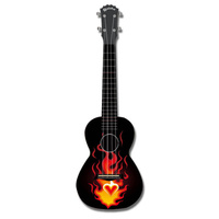 KEALOHA AUP24/19 Concert Ukulele with Flaming Heart Pattern