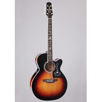 TAKAMINE PRO THERMAL TOP 6 String Jumbo/Electric Cutaway Guitar in Brown Sunburst