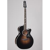 TAKAMINE PRO THERMAL TOP 6 String Jumbo/Electric Cutaway Guitar in Transparent Black Burst