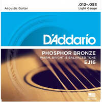 DADDARIO EJ16 Acoustic Guitar String Set 12-53 Phosphor Bronze Light
