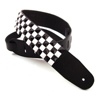DSL 2.5 Inch Guitar Strap Pyramid Check in Black with White 15CHECK25-15-1