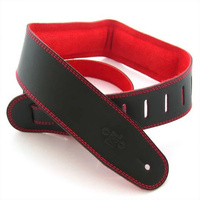 DSL 2.5 Inch Padded Suede Strap Black/Red with Red Stitch GES25-15-6