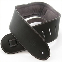 DSL 3.5 Inch Padded Suede Strap Black/Grey with Grey Stitch GES35-15-4