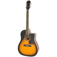 EPIPHONE AJ-220SCE 6 String Advanced Jumbo Acoustic/Electric Guitar with Cutaway in Vintage Sunburst
