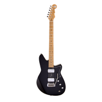 REVEREND DESCENT W 6 String Electric Guitar with Wilkinson Tremolo Roasted Maple Neck in Midnight Black