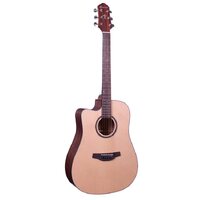 CRAFTER HT-100CE/OPNLH 6 String Left Hand Dreadnought/Electric Cutaway Guitar Spruce Top in Open Pore Natural