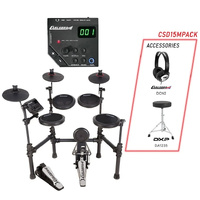 CARLSBRO CSD15MPACK 5 PIECE BEGINNER ELECTRONIC DRUM KIT WITH BASS DRUM PEDAL STOOL AND HEADPHONES