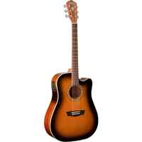 WASHBURN WD7SCEATB-A-U HARVEST 6 String Dreadnought/Electric Cutaway Guitar in Antique Tobacco Sunburst