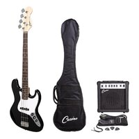 CASINO 4 String Jazz Style Bass Guitar Pack in Black with a 15 Watt Amplifier