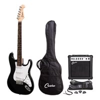 CASINO 6 String Strat-Style Electric Guitar Pack in Black with a 15 Watt Amplifier