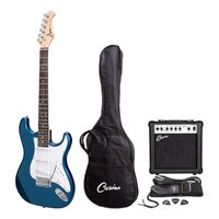 CASINO 6 String Strat-Style Electric Guitar Pack in Metallic Blue with a 15 Watt Amplifier