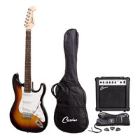 CASINO 6 String Strat-Style Electric Guitar Pack in Tobacco Sunburst with a 15 Watt Amplifier